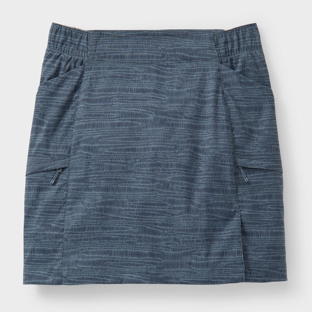 Duluth Trading Company Dry on the Fly Skirt Skort Lined Blue Texture Print XS